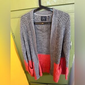 Women's Gray and Red Sweater